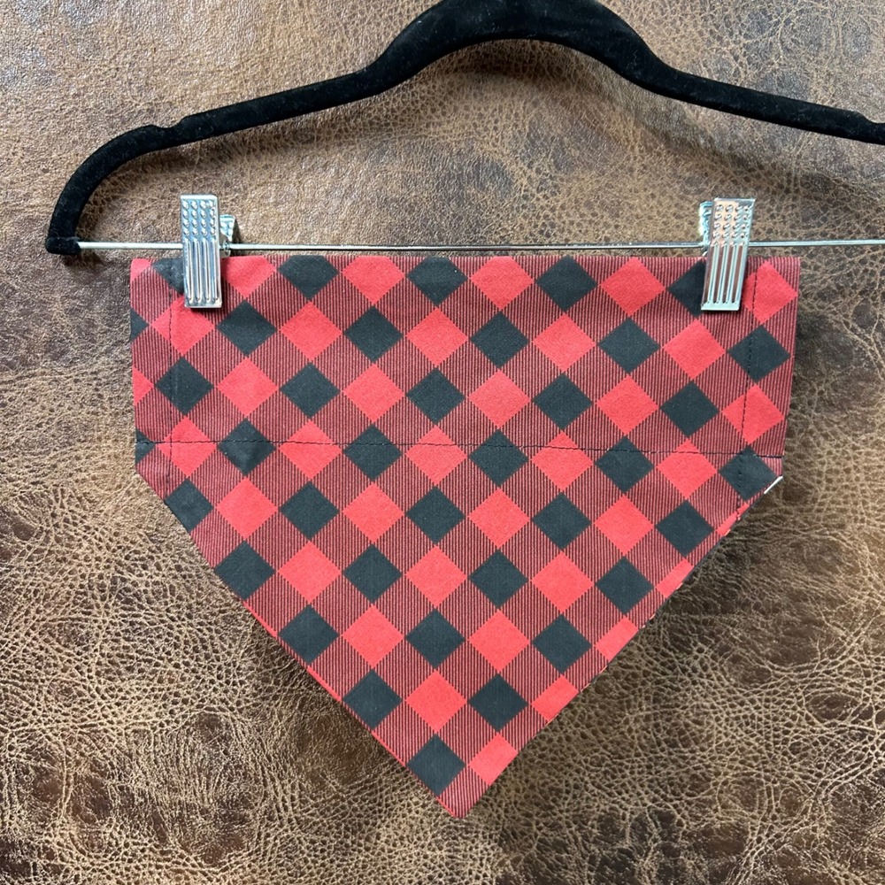 Buffalo‎ Plaid Red Black Ohio Home State Dog Pet. Fits over collar